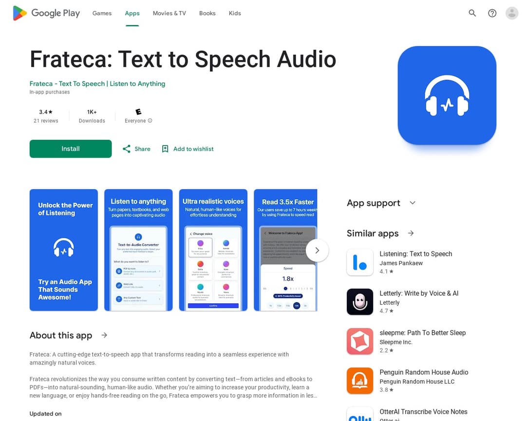 Frateca: Text to Speech Audio