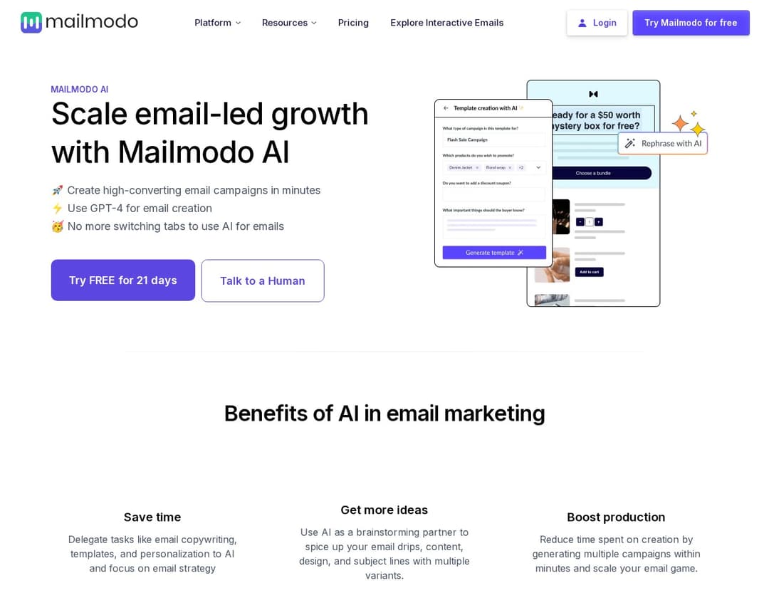 Mailmodo AI for Email