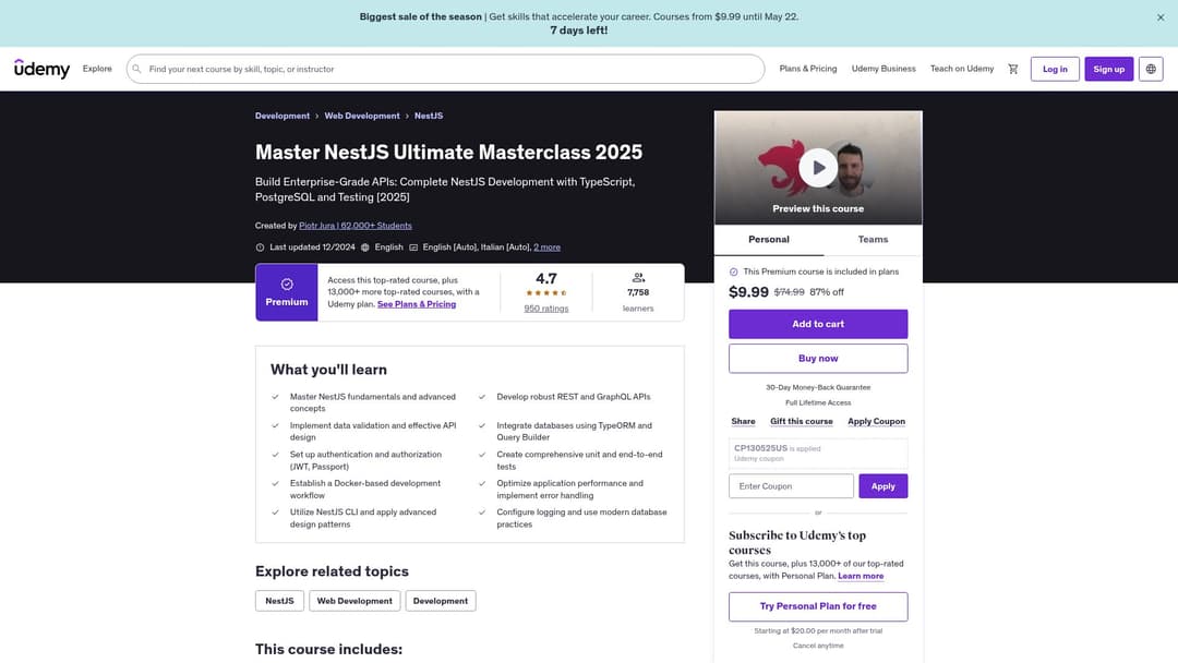 Master NestJS - Node.js Framework 2023