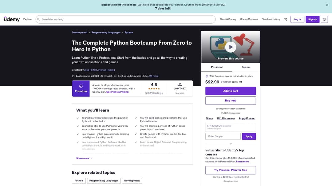 Udemy Complete Python Bootcamp