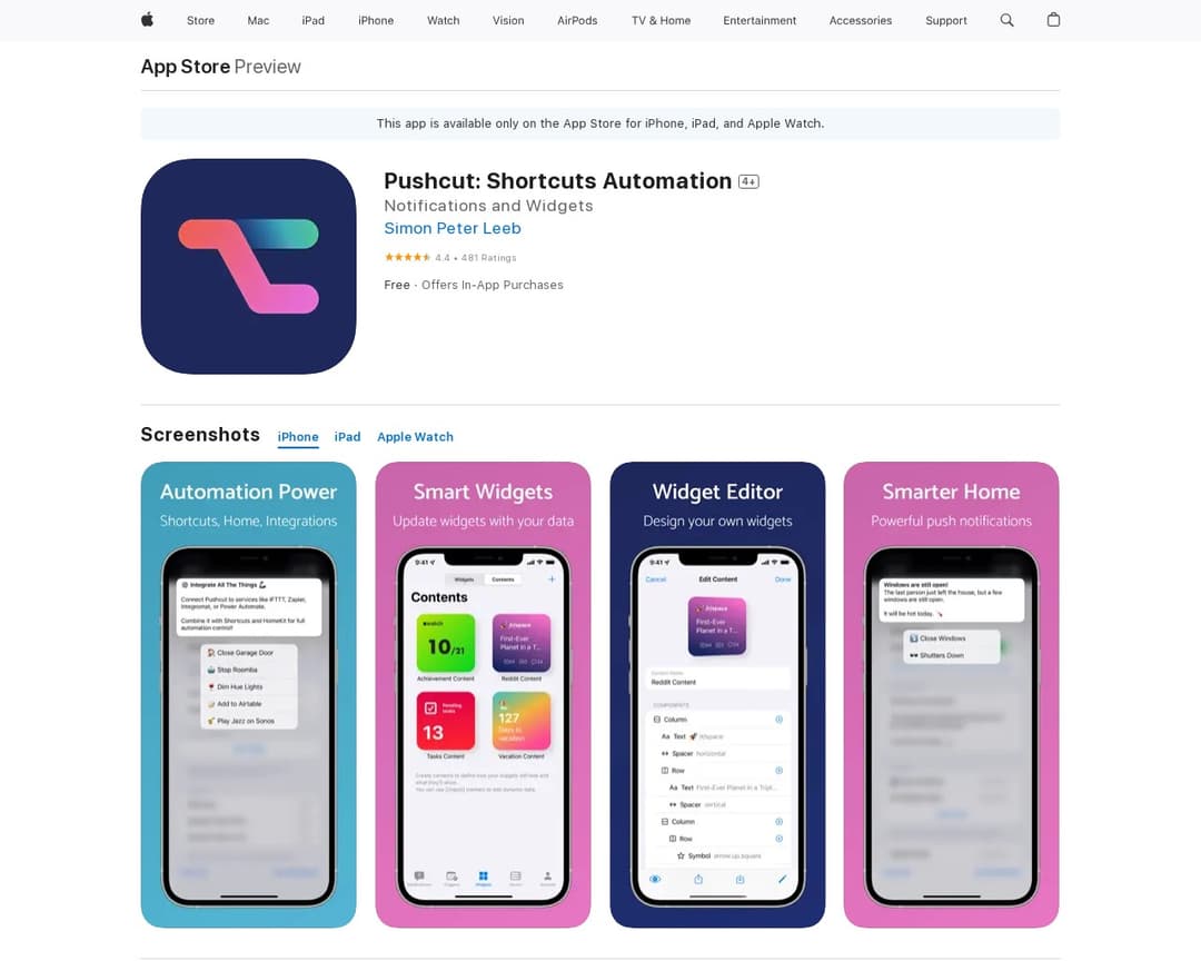 Pushcut: Shortcuts Automation