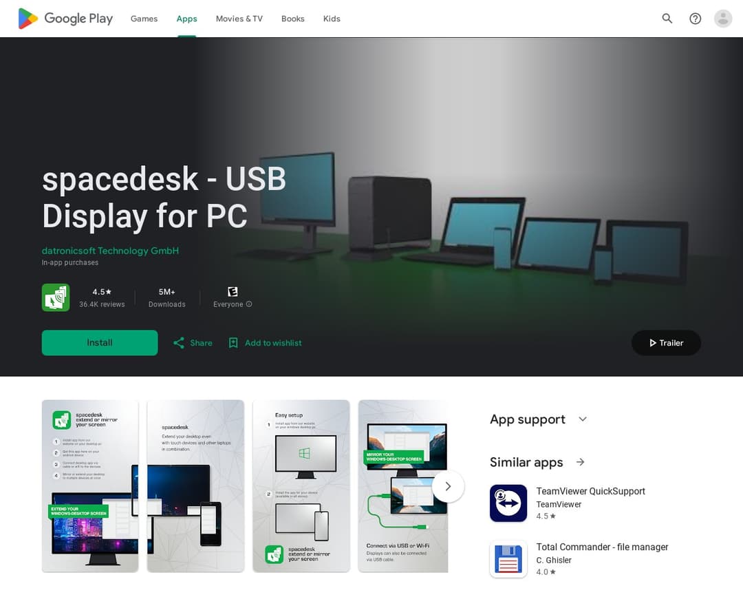 spacedesk - USB Display for PC