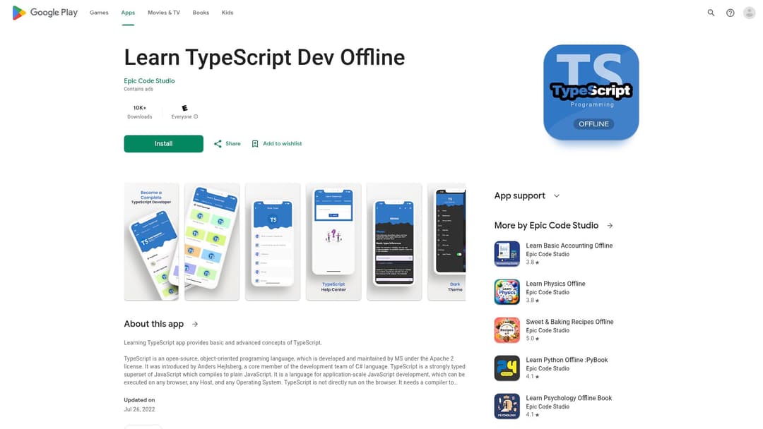 Learn TypeScript Dev Offline