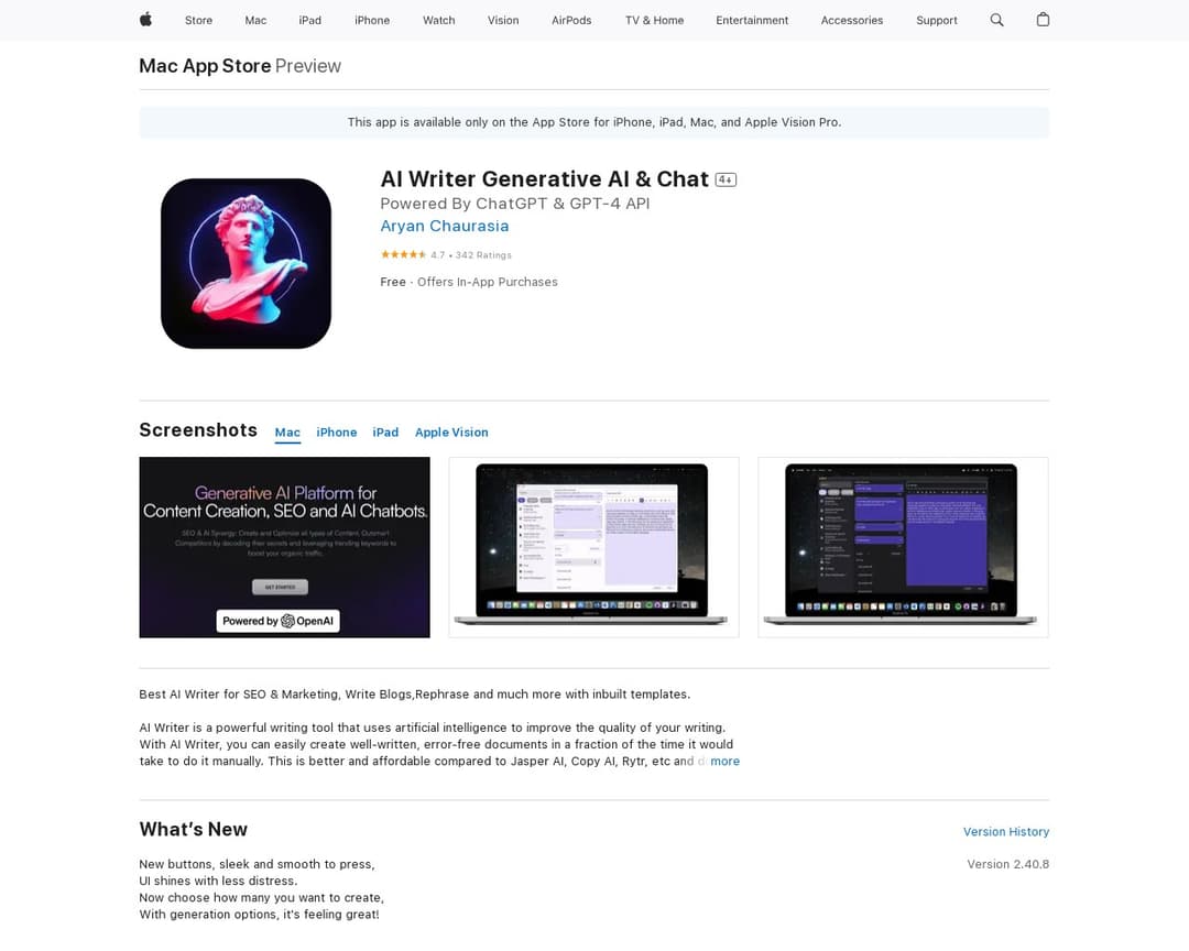 AI Writer Generative AI & Chat