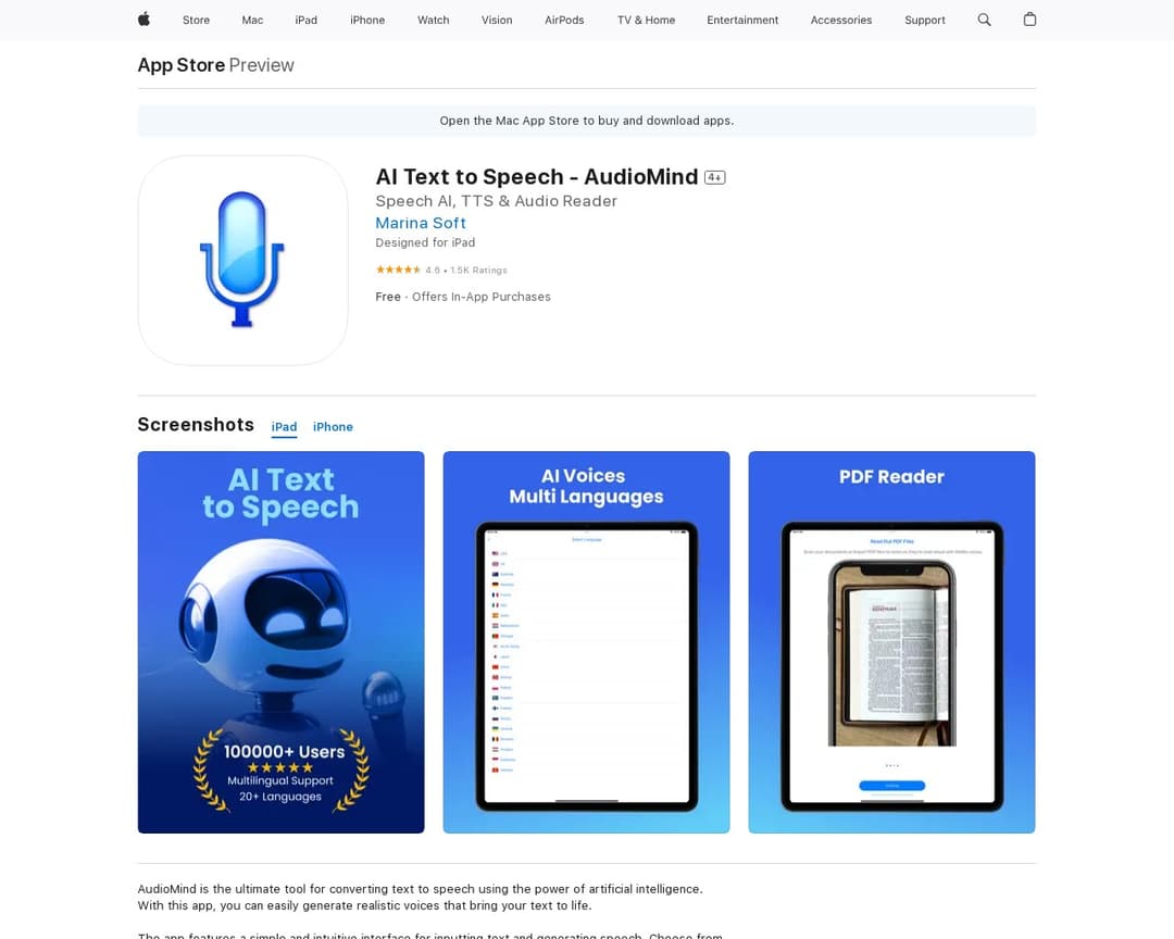 AI Text to Speech - AudioMind