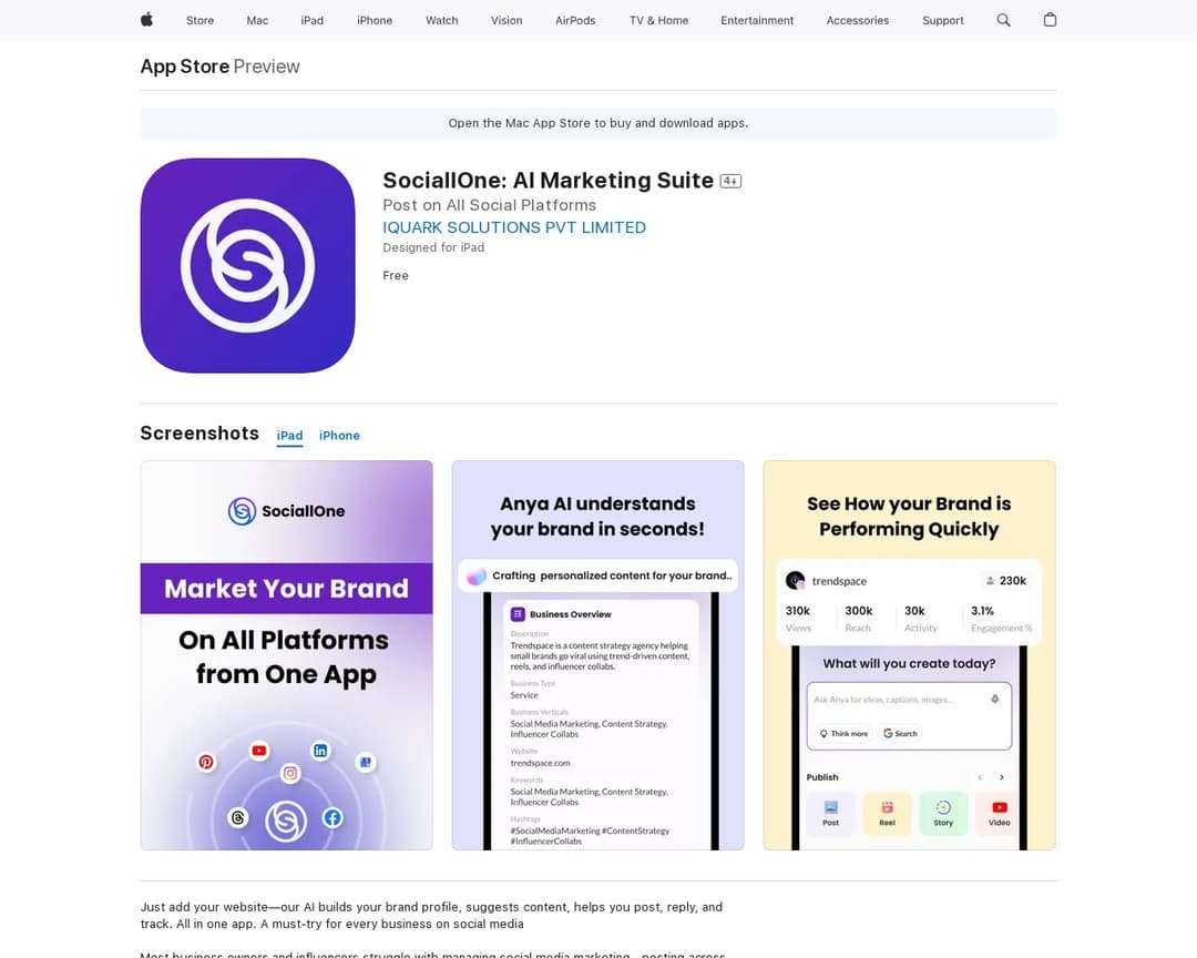SociallOne: AI Marketing Suite