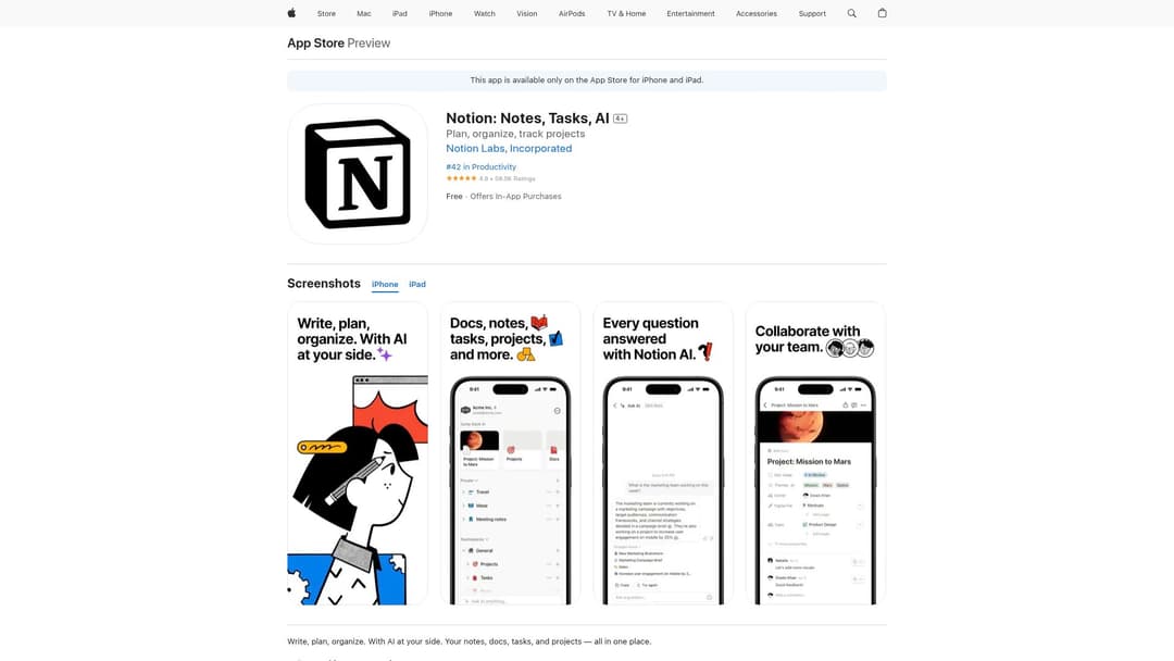 Notion: Notes, Tasks, AI