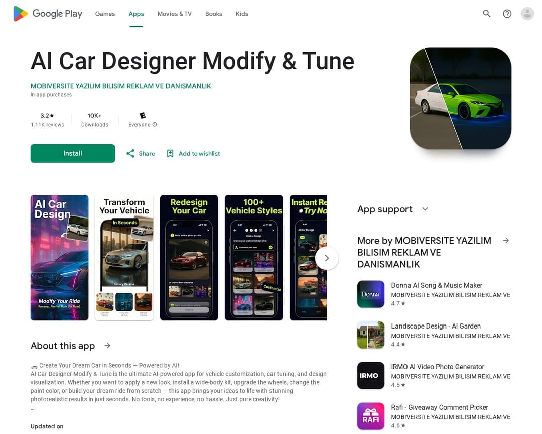 AI Car Designer Modify & Tune