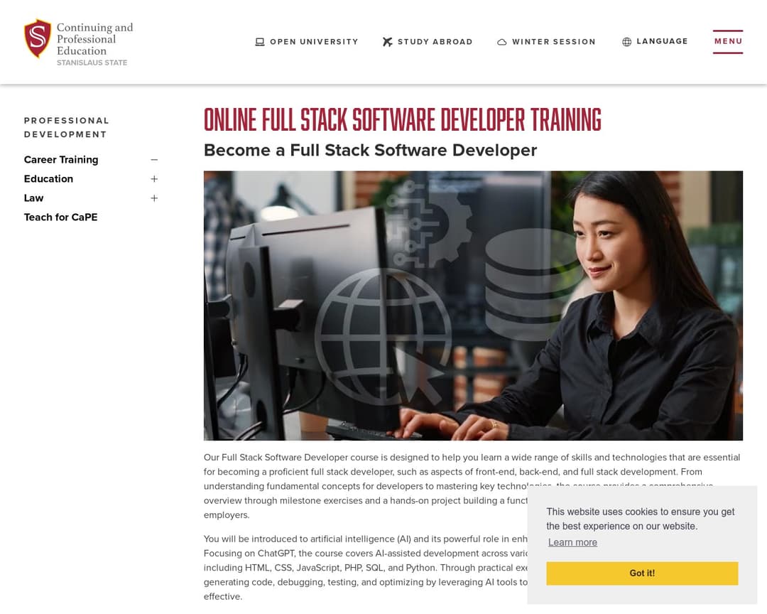 Online Full Stack Software Developer Training - Continuing and Professional Education
