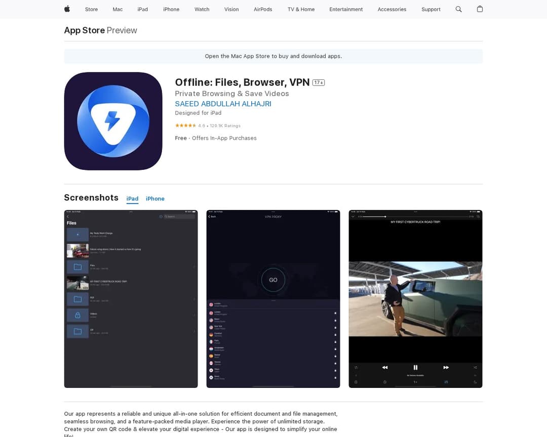 Offline: Files, Browser, VPN