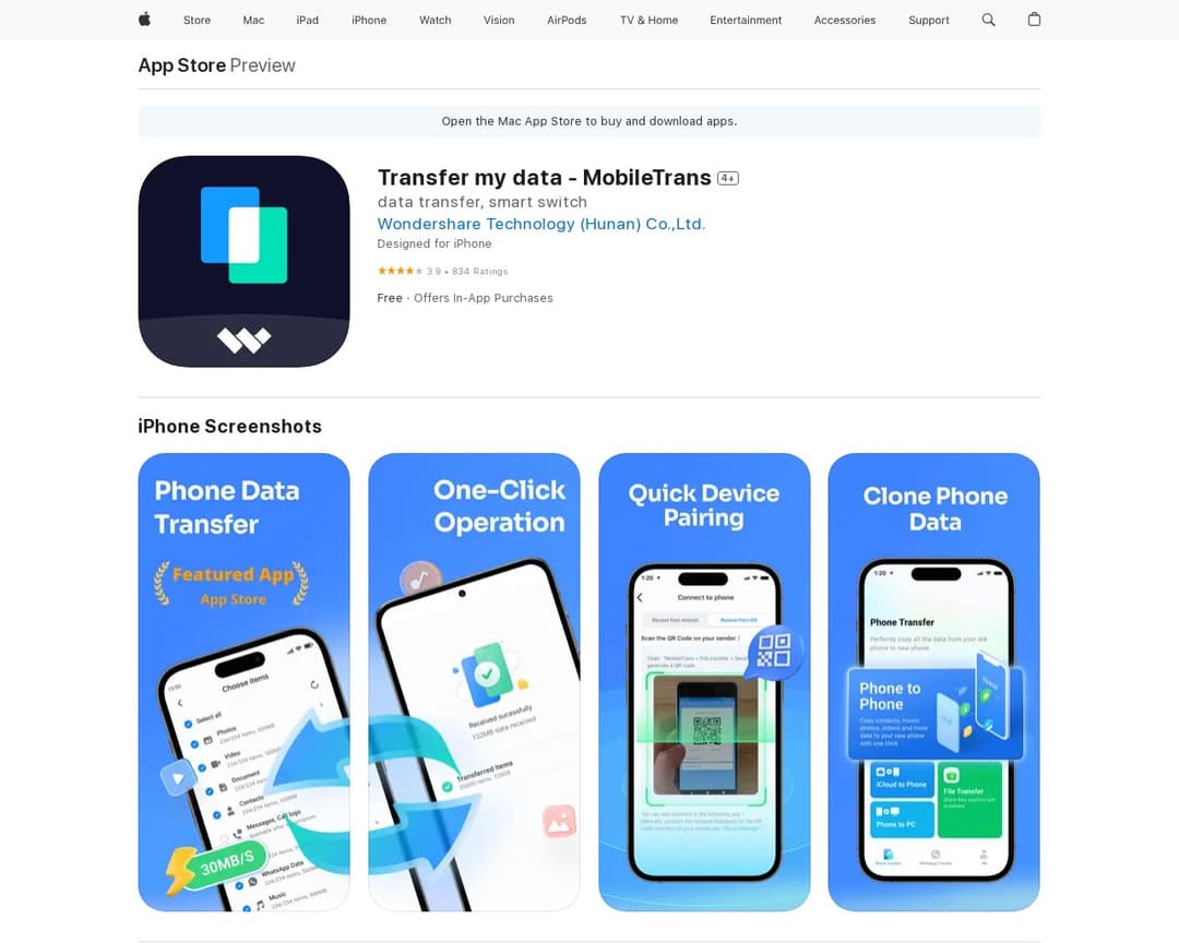 Transfer my data - MobileTrans Utilities
