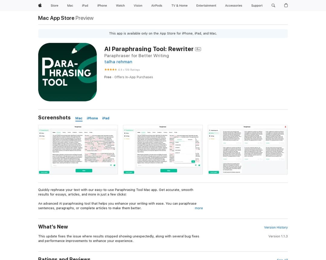 AI Paraphrasing Tool: Rewriter Productivity