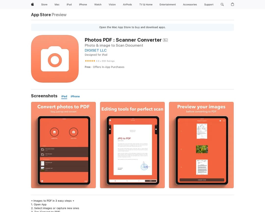Photos PDF : Scanner Converter