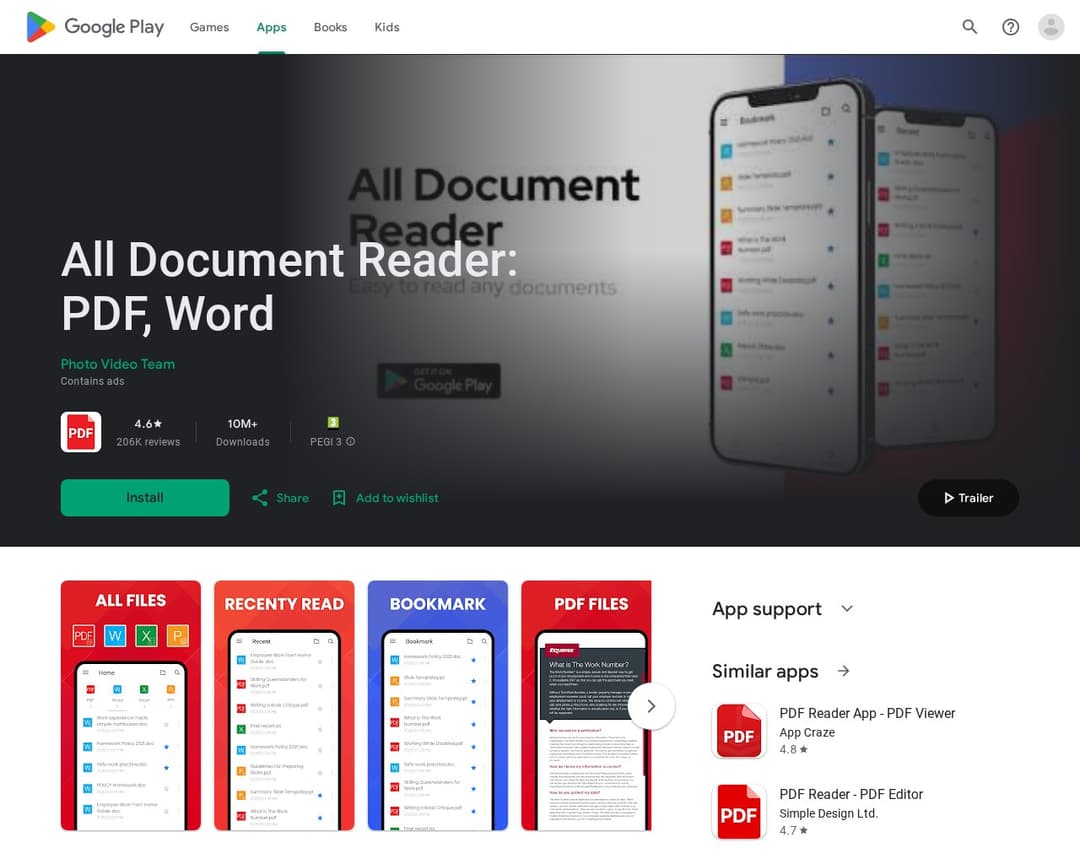 All Document Reader: PDF, Word