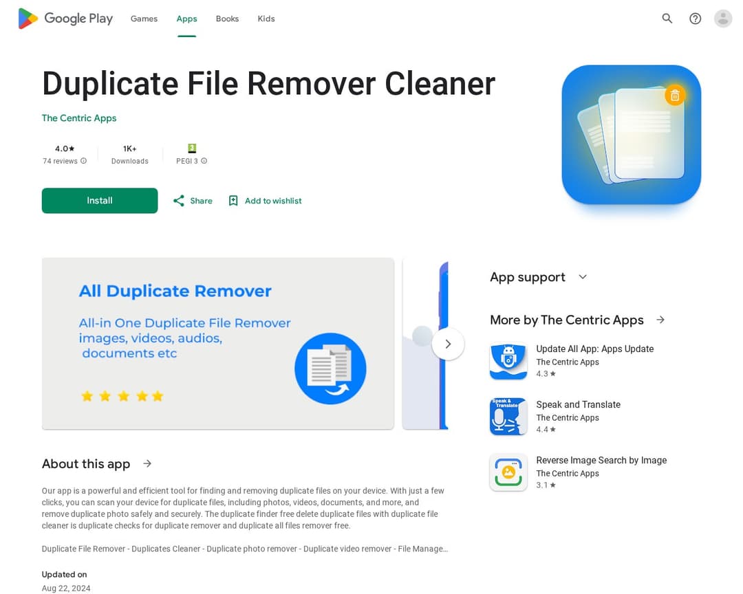 Duplicate File Remover Cleaner