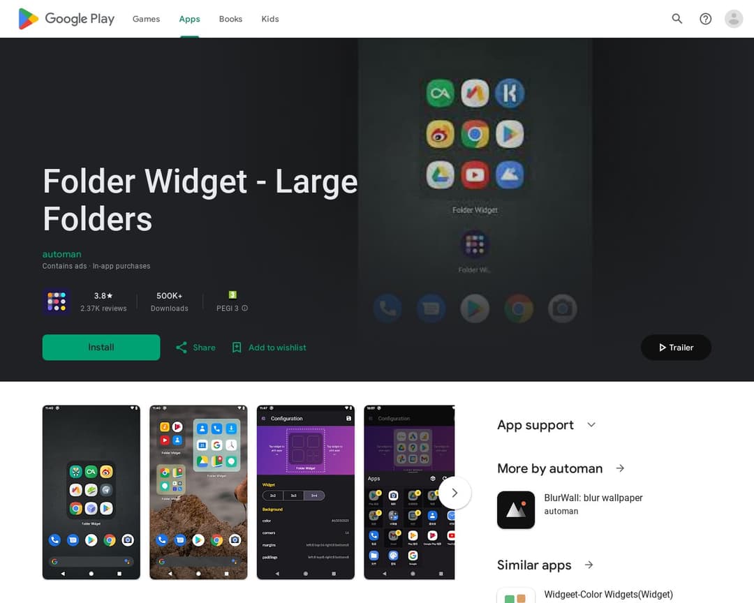 Folder Widget - Large Folders
