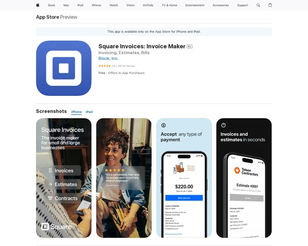 Square Invoices: Invoice Maker