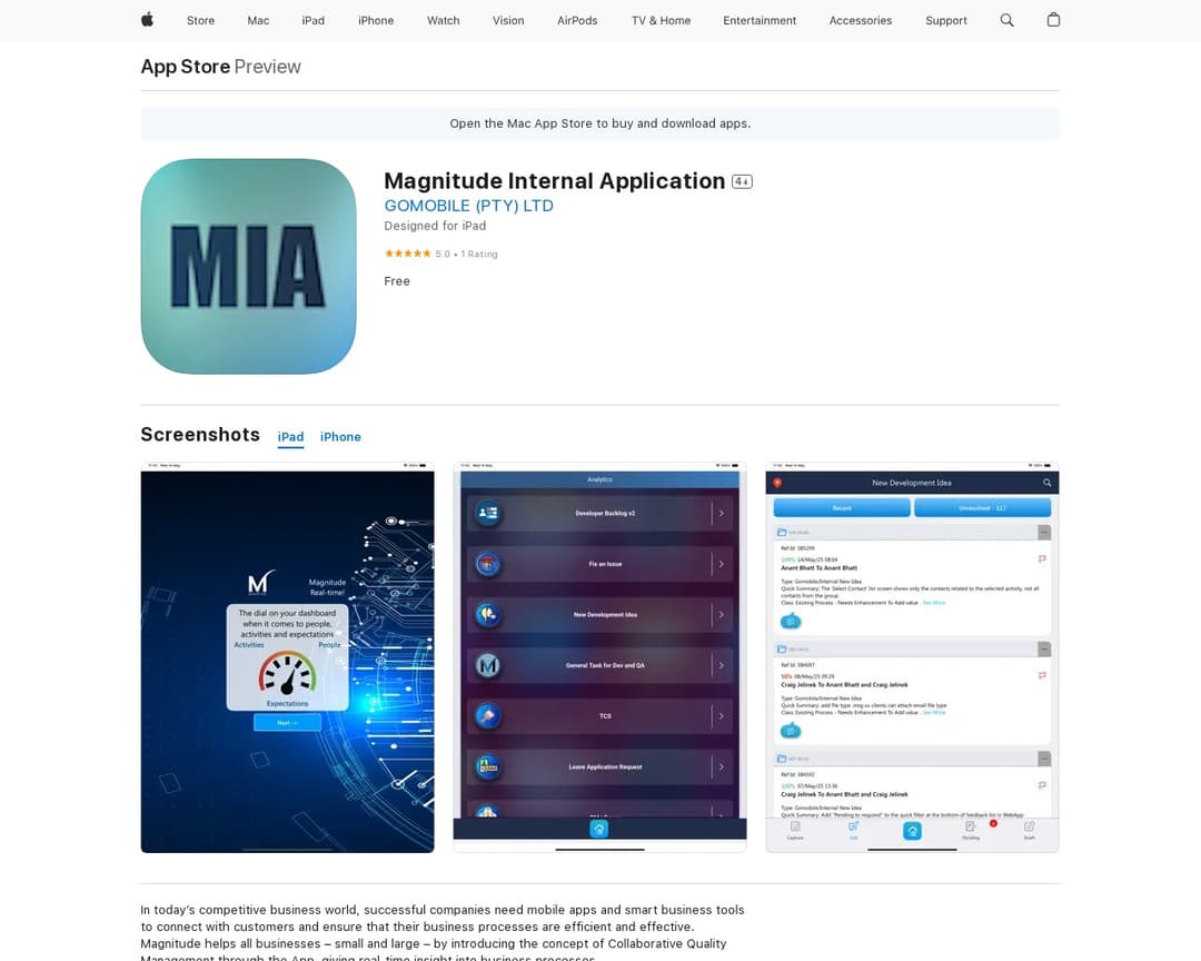 Magnitude Internal Application