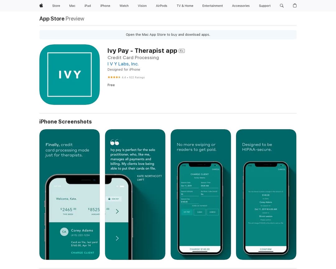 Ivy Pay - Therapist app