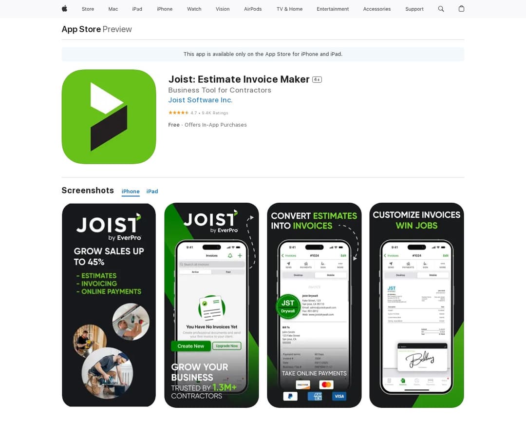 Joist: Estimate Invoice Maker