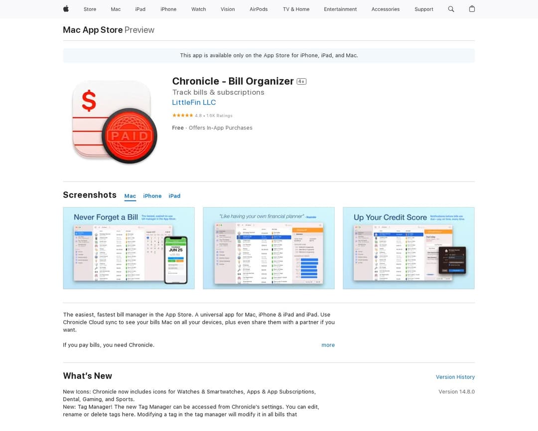 Chronicle - Bill Organizer