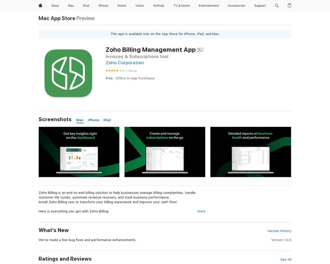 Zoho Billing Management App