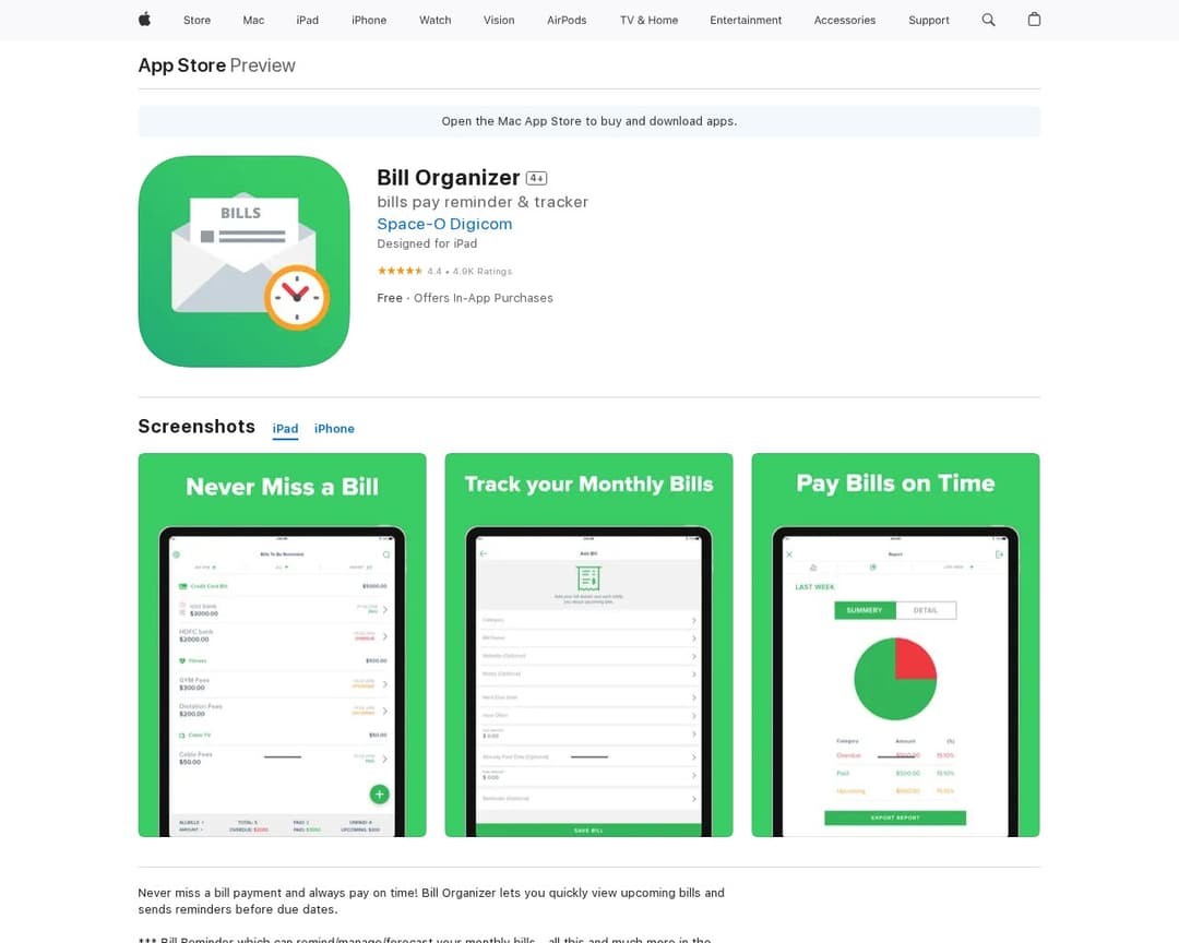 Bill Organizer