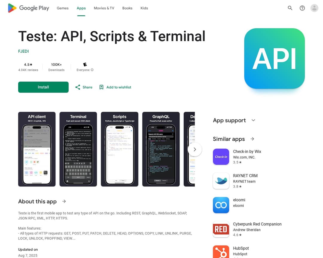 Teste: API, Scripts & Terminal