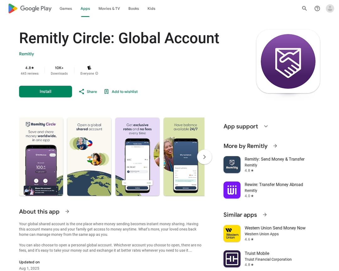 Remitly Circle: Global Account