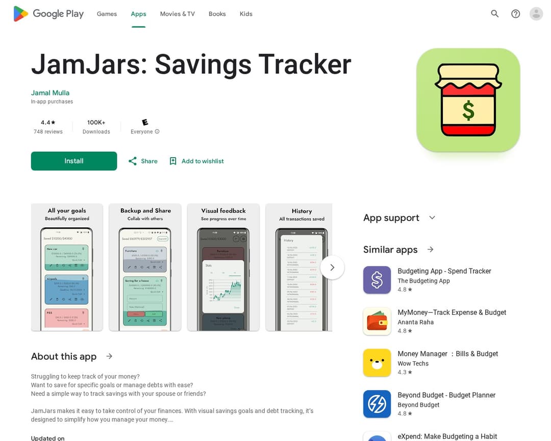JamJars: Savings Tracker