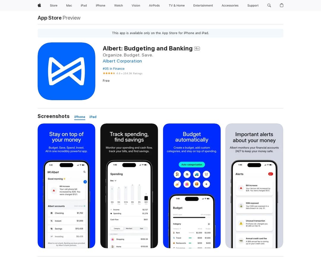 Albert: Budgeting and Banking