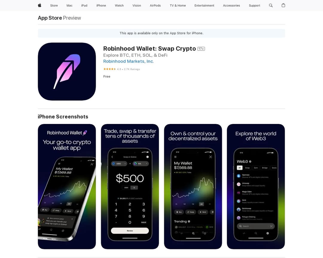 Robinhood Wallet: Swap Crypto