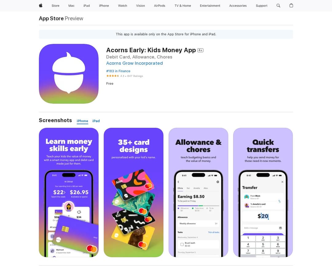 Acorns Early: Kids Money App