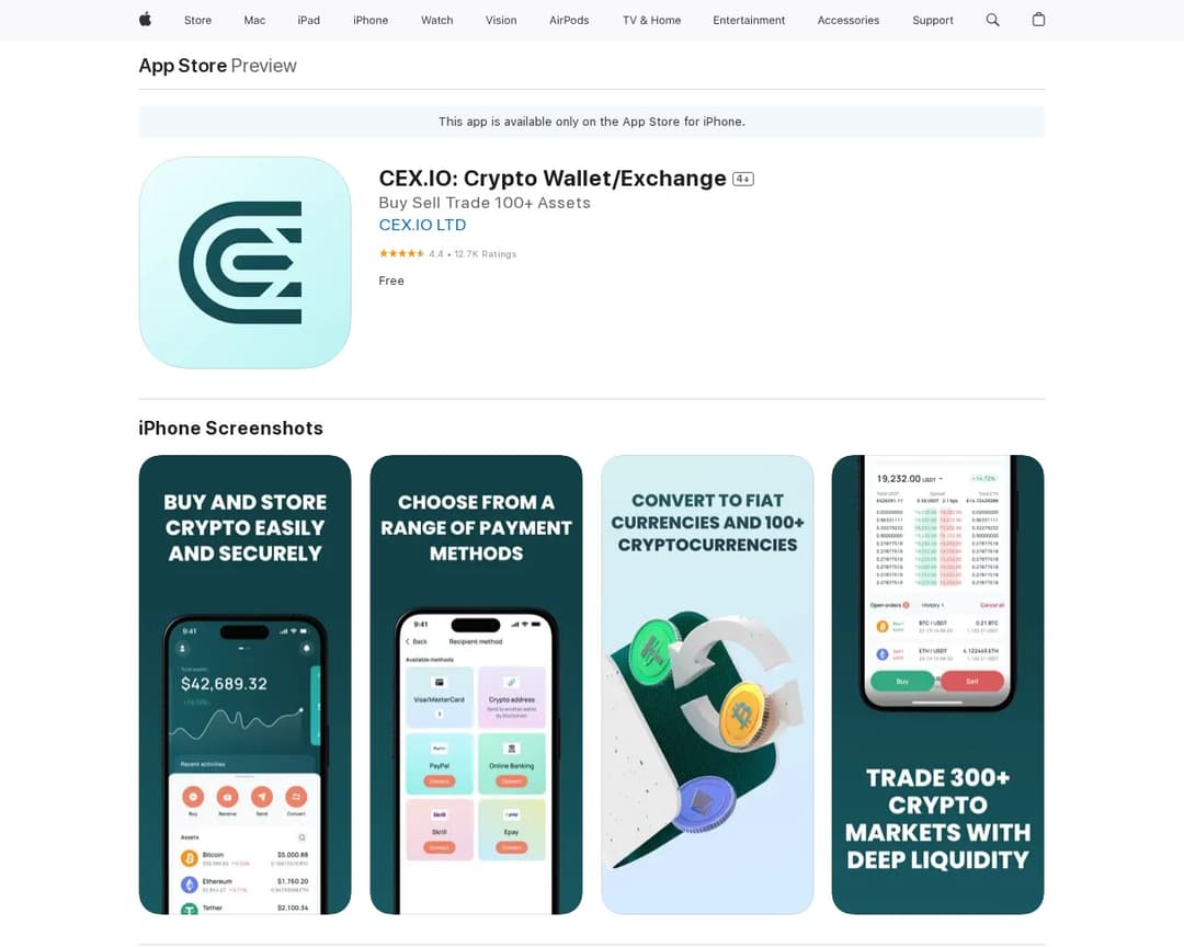 CEX.IO: Crypto Wallet/Exchange