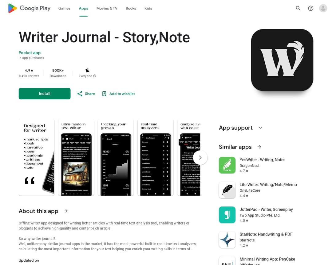 Writer Journal - Story,Note