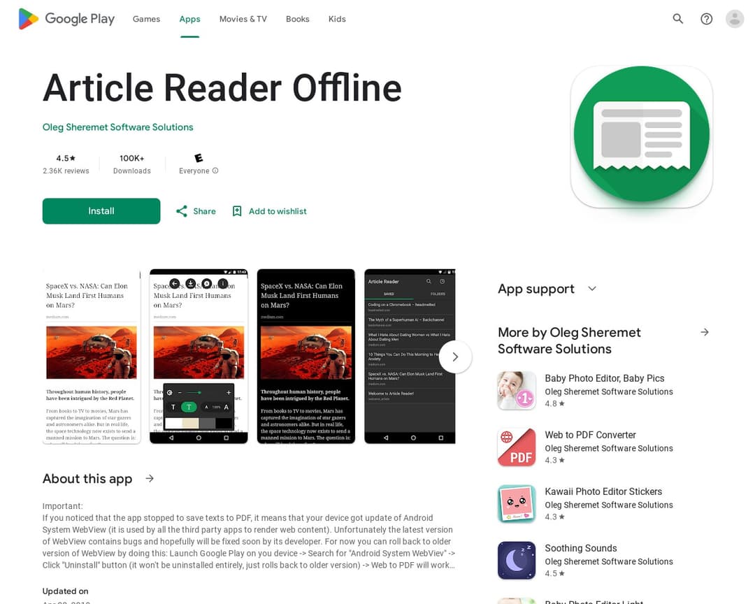 Article Reader Offline