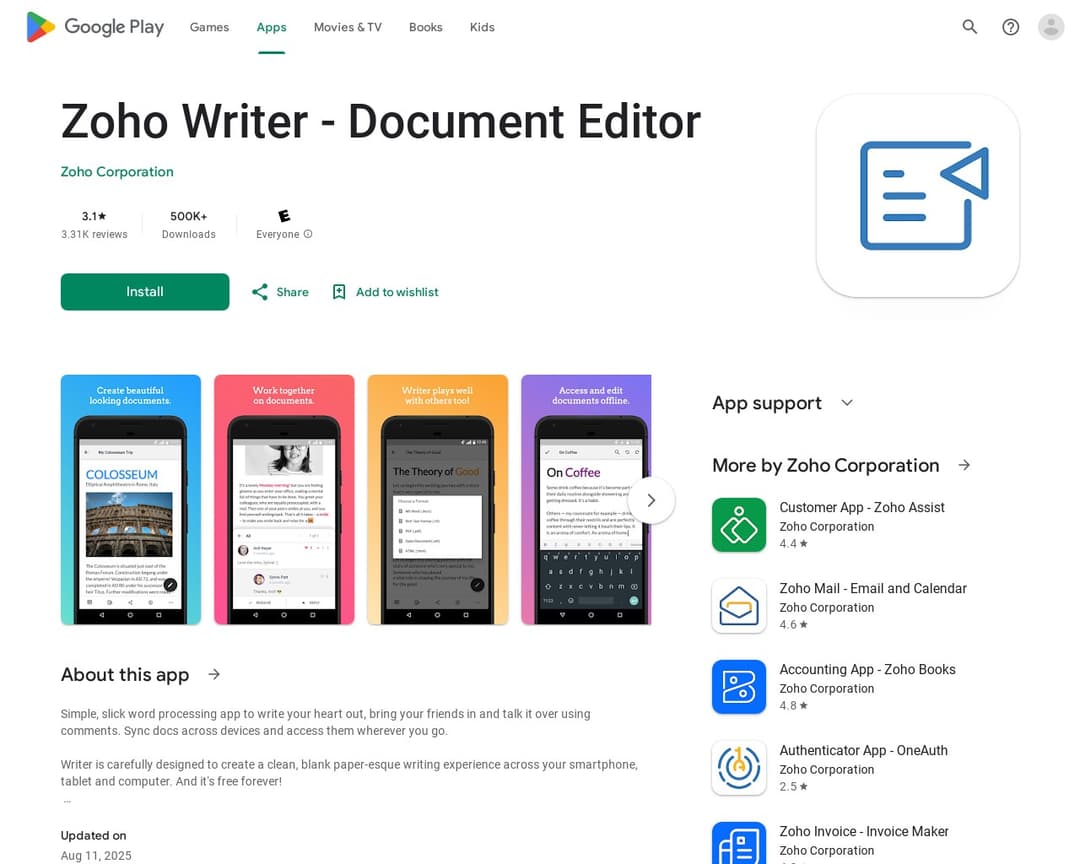 Zoho Writer - Document Editor