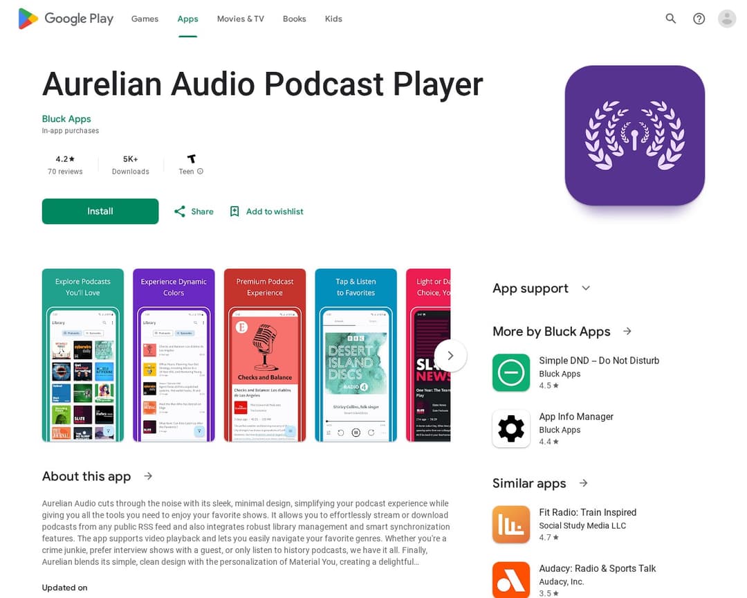 Aurelian Audio Podcast Player