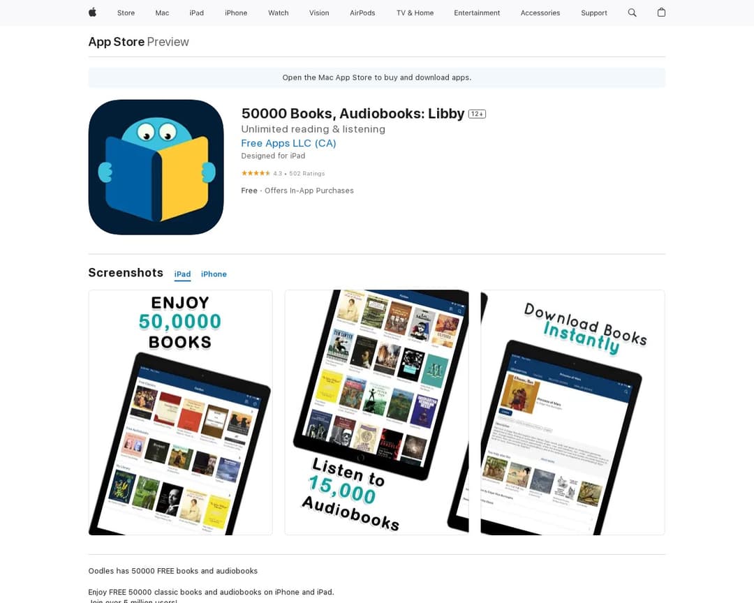 50000 Books, Audiobooks: Libby