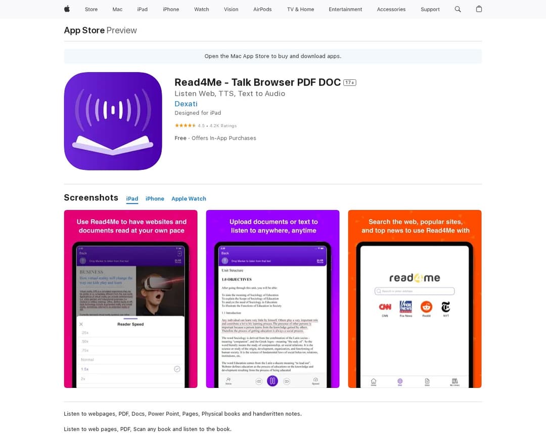 Read4Me - Talk Browser PDF DOC