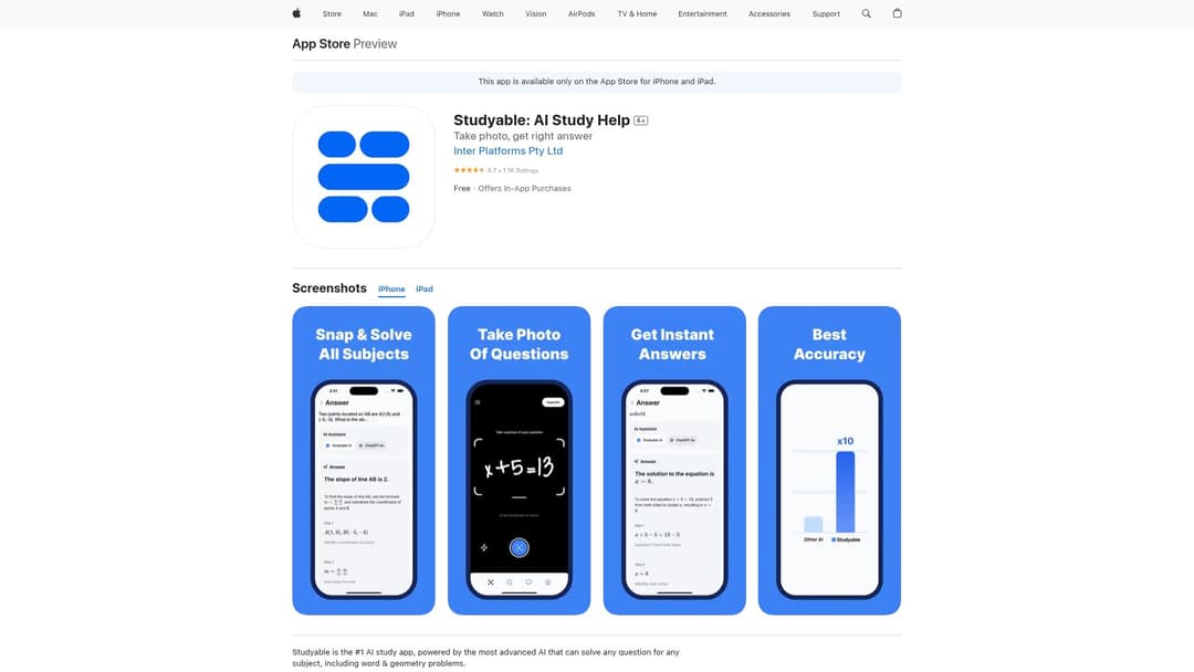 Studyable: AI Study Help