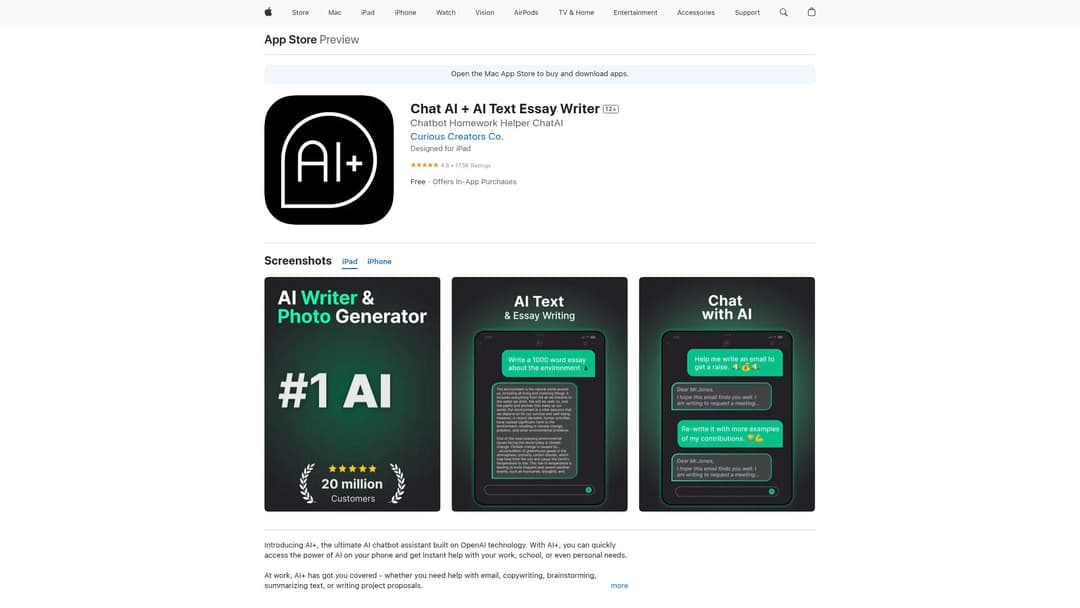 Chat AI + Al Text Essay Writer