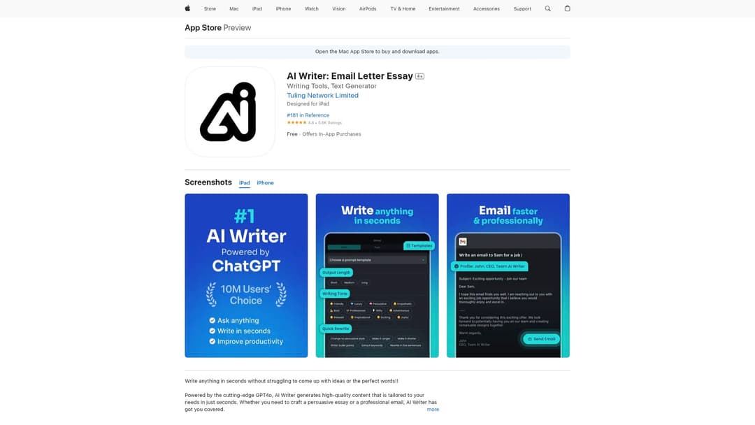 AI Writer: Email Letter Essay