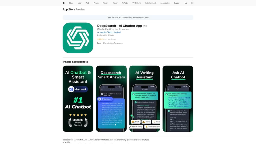DeepSearch - AI Chatbot App
