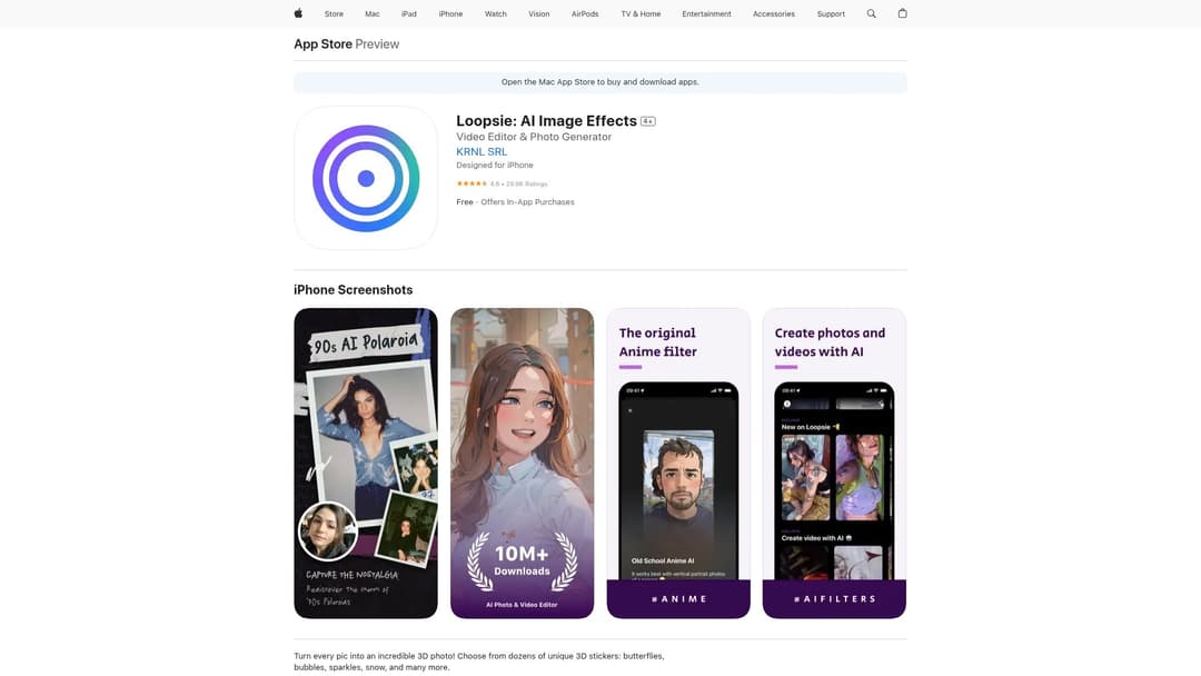 Loopsie: AI Image Effects