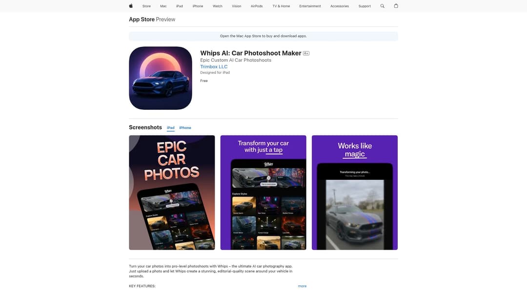 Whips AI: Car Photoshoot Maker