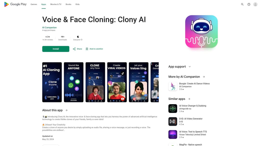 Voice & Face Cloning: Clony AI