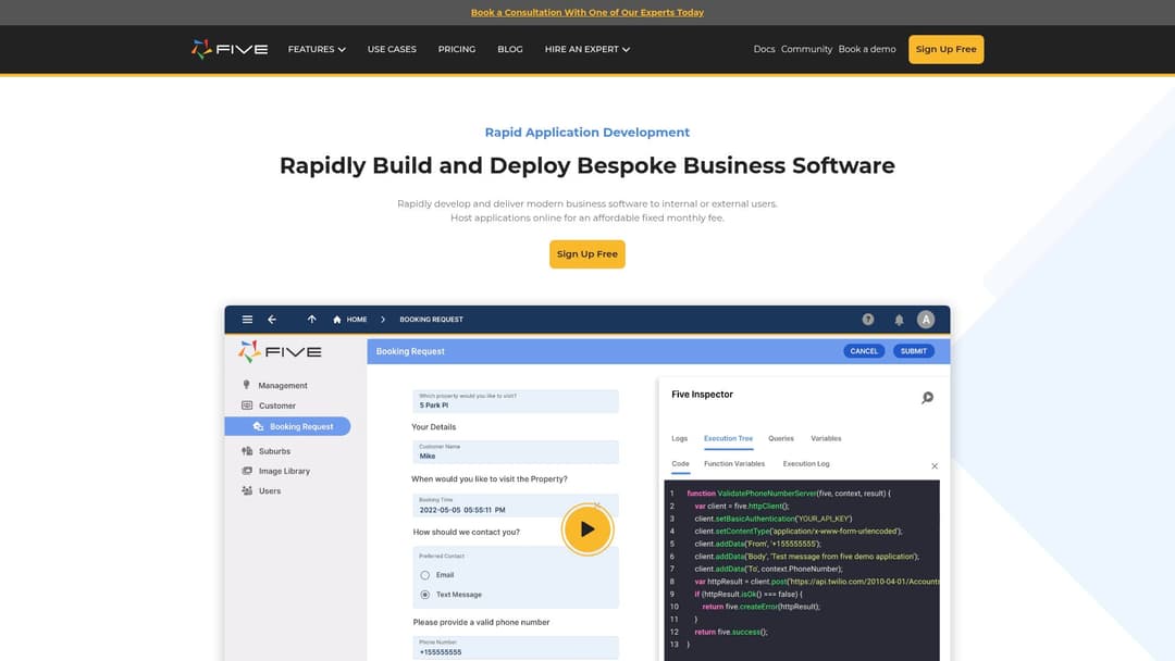 Five: Rapidly Build and Deploy Bespoke Business Software