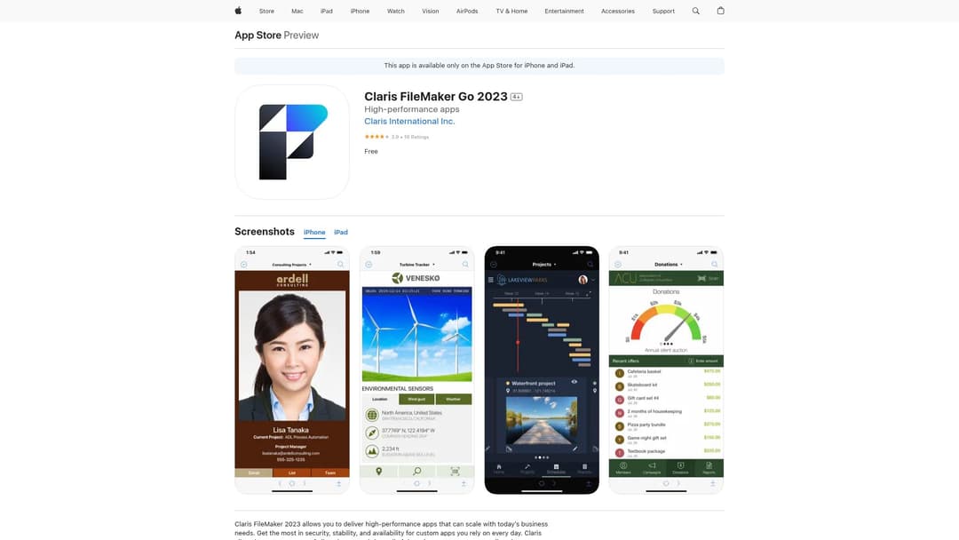 Claris FileMaker Go 2023