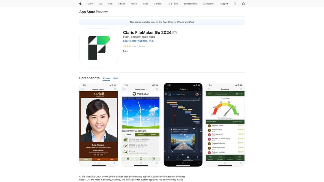 Claris FileMaker Go 2024